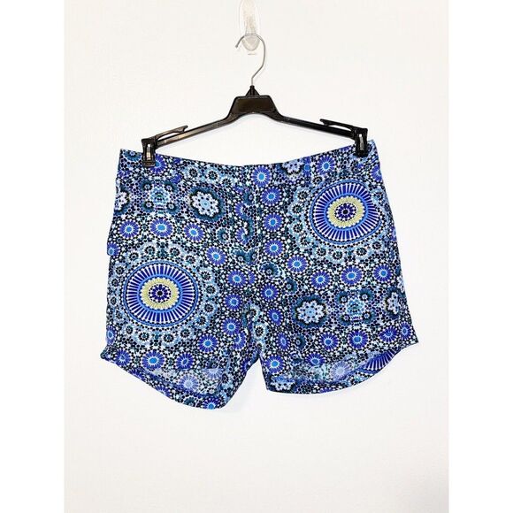 Banana Republic Dress Shorts Size 4 Blue Black Geometric Pattern - Picture 1 of 6